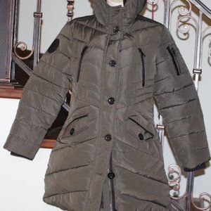 Diesel Green Quilted Hooded Puffer Parka  Coat Girls Size:12 years